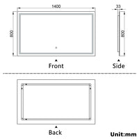 Aidal--Bathroom LED Mirror with Anti-fog, Heating pad, Dimmable illuminated, Rectangular, IP44 Waterproof, Explosion-proof