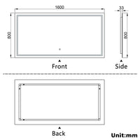 Aidal--Bathroom LED Mirror with Anti-fog, Heating pad, Dimmable illuminated, Rectangular, IP44 Waterproof, Explosion-proof