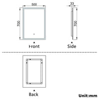 Aidal--Bathroom Mirror with Dimmable LED, Anti-fog, illuminated, Rectangular, IP44 Waterproof Dustproof, Explosion-proof, Wall mounted