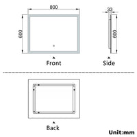 Aidal--Bathroom Mirror with Dimmable LED, Anti-fog, illuminated, Rectangular, IP44 Waterproof Dustproof, Explosion-proof, Wall mounted