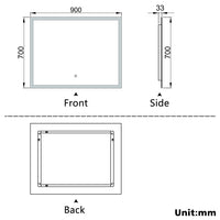 Aidal--Bathroom Mirror with Dimmable LED, Anti-fog, illuminated, Rectangular, IP44 Waterproof Dustproof, Explosion-proof, Wall mounted