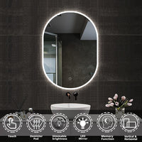 Aidal--Bathroom Runway shape Mirror with 3 Colors Dimmable LED, Anti-fog, Waterproof, Explosion-proof, Wall mounted