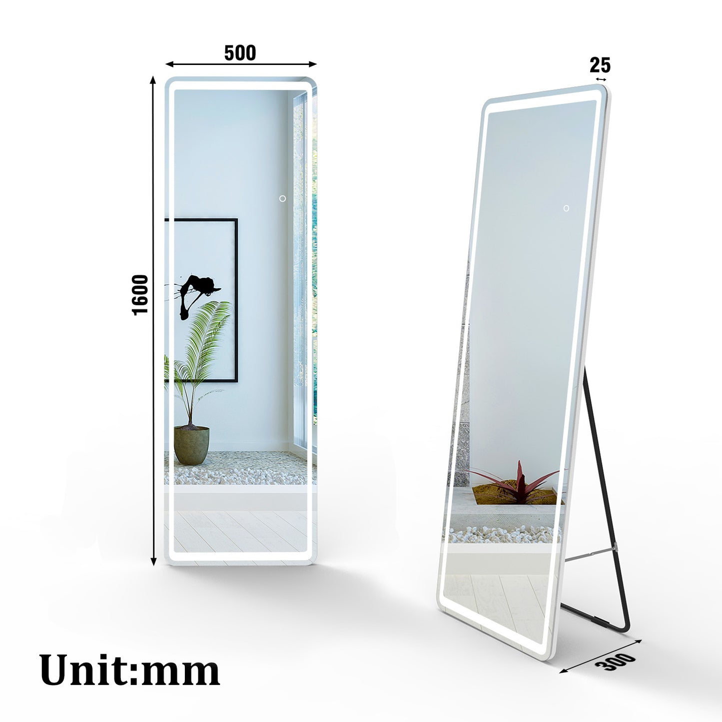 Aidal--Bathroom Full Mirror with 3 Colors LED,Memory function, Explosion-proof, full-length mirror