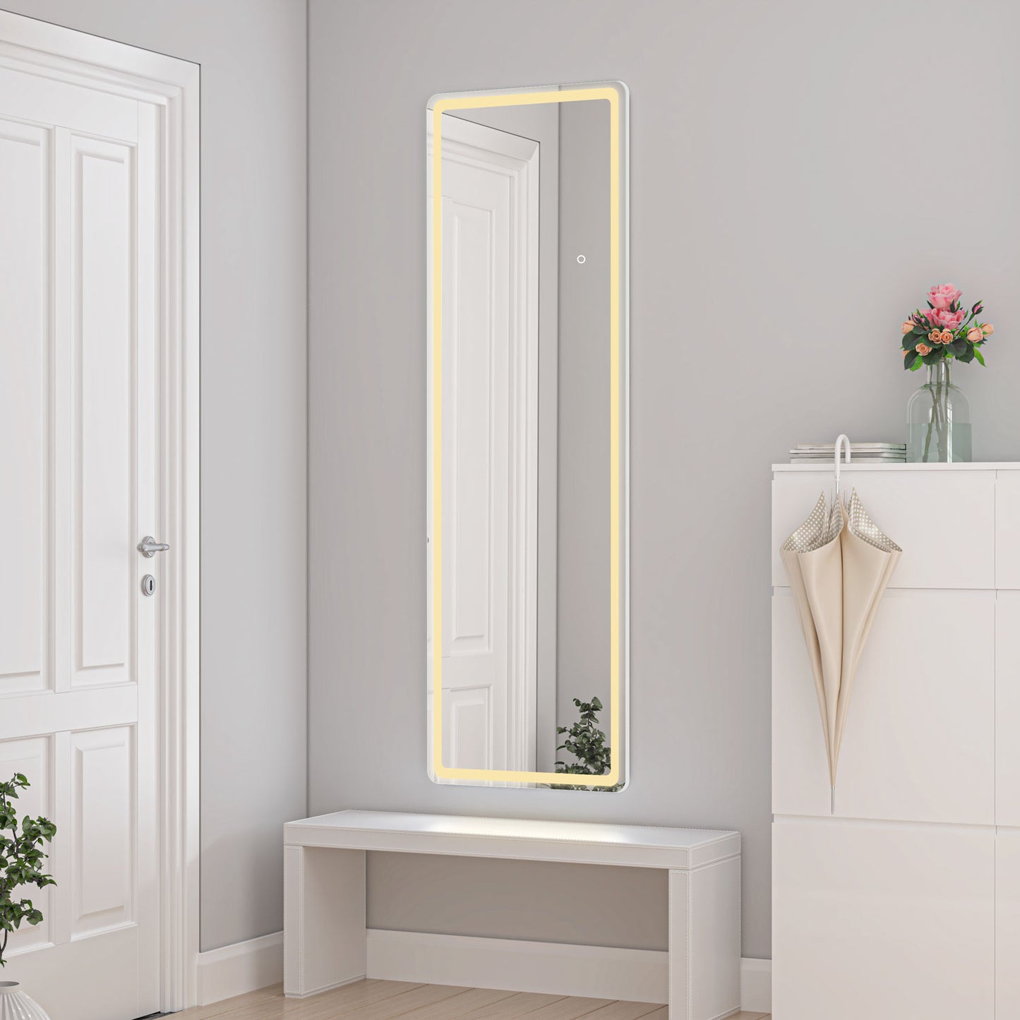 Aidal--Bathroom Full Mirror with 3 Colors LED,Memory function, Explosion-proof, full-length mirror