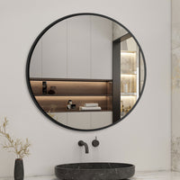 Round Wall Hanging Mirror with Black Frame for Bathroom, Home decoration, Makeup, Shaving