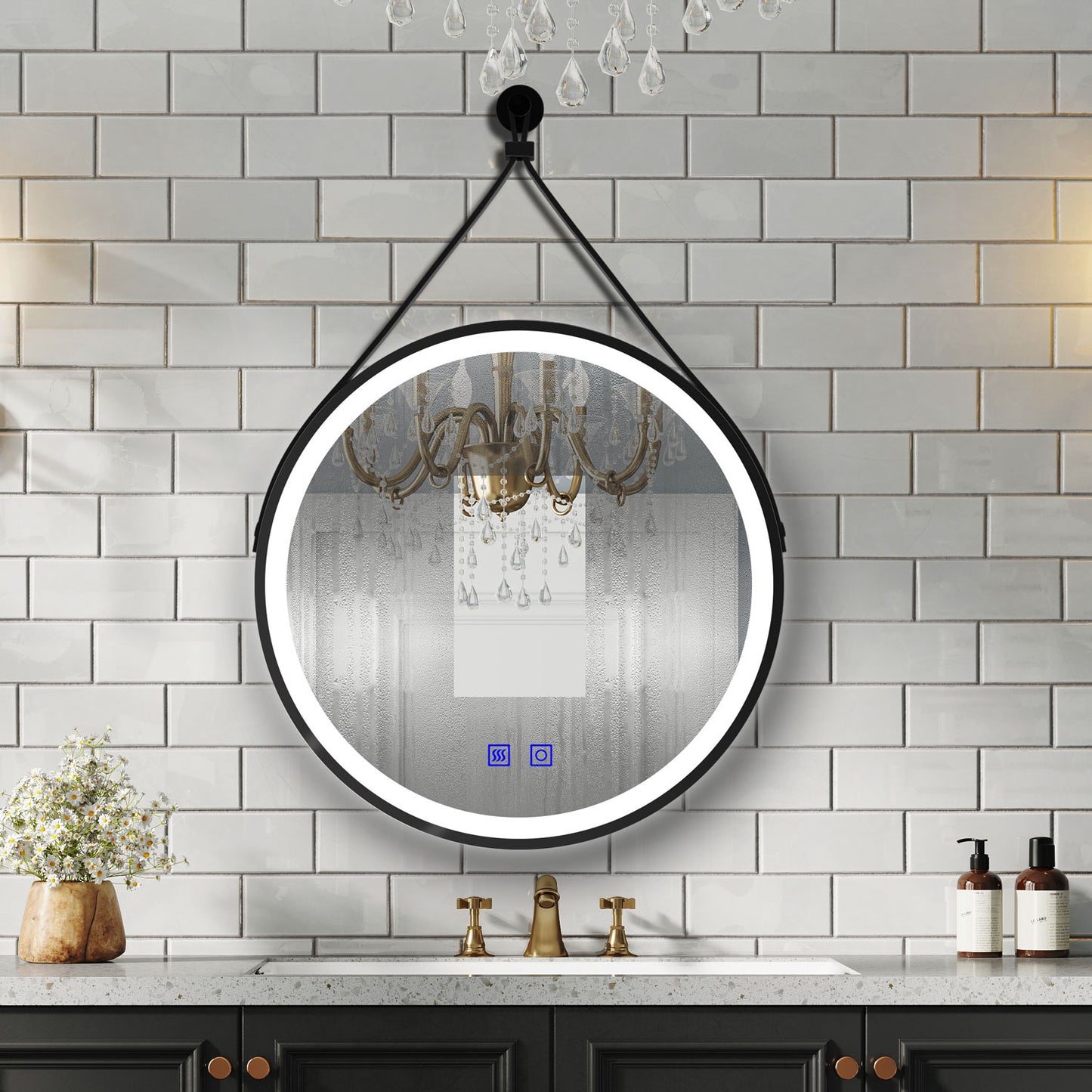 Aidal--Bathroom Mirror Belt design with 3 Colors Dimmable LED, Anti-fog, Waterproof, Explosion-proof, Wall mounted