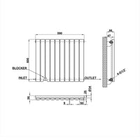 600x590mm black single oval column radiator dimension