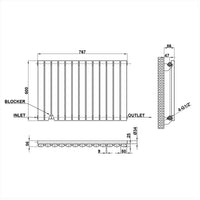 600x767mm black single oval column radiator dimension