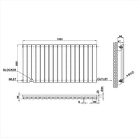 600x1003mm black single oval column radiator dimension