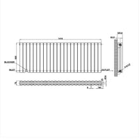 600x1416mm black double oval column radiator dimension