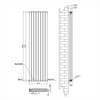 1800x472mm black double oval column radiator dimension