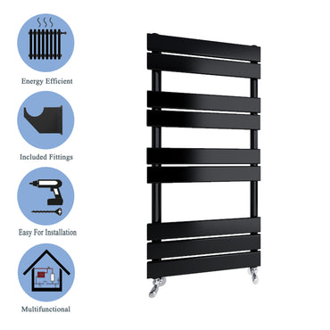 Aidal- Bathroom 1000x450mm Black Towel Rail Radiator