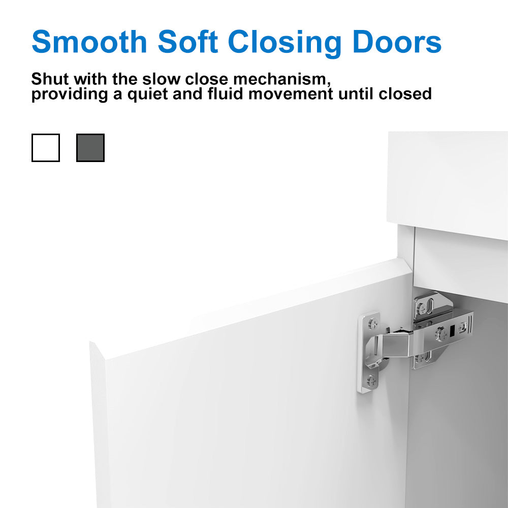 High Gloss MDF Vanity Unit, Floorstanding, Detachable, Soft Close, Dual-door + White Ceramic Basin