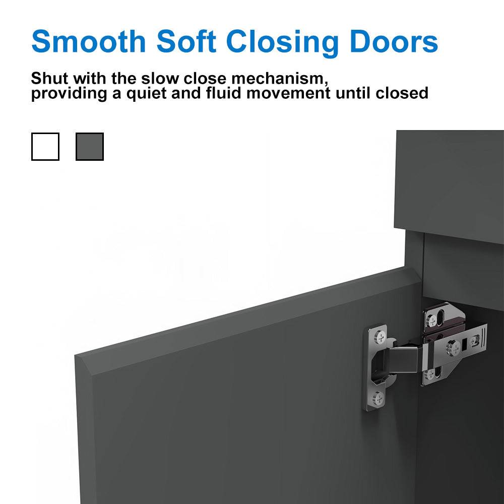 High Gloss MDF Vanity Unit, Floorstanding, Detachable, Soft Close, Dual-door + White Ceramic Basin