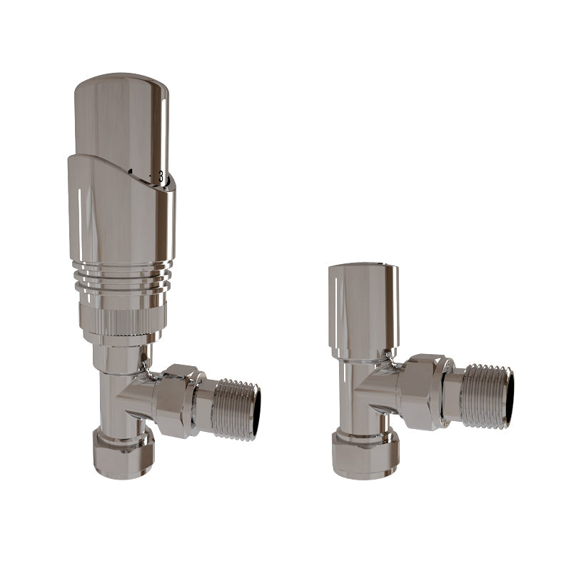 Aidal- TRV Thermostatic Chrome Radiator 15mm x 1/2 Angled Valves