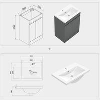 500mm 600mm Bathroom Vanity Unit with Resin Basin, Matte Grey