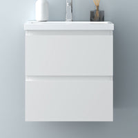 Glossy Vanity Unit, Wall Mounted, Detachable, Soft Close, Two/Four Drawer + Write Ceramic Basin