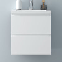 Glossy Vanity Unit, Wall Mounted, Detachable, Soft Close, Two-Drawer + Write Artificial stone Basin
