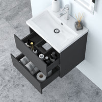 Glossy Vanity Unit, Wall Mounted, Detachable, Soft Close, Two/Four Drawer + Write Ceramic Basin