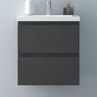 Glossy Vanity Unit, Wall Mounted, Detachable, Soft Close, Two-Drawer + Write Artificial stone Basin