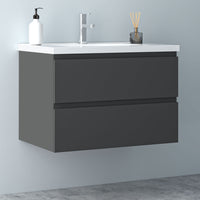 Glossy Vanity Unit, Wall Mounted, Detachable, Soft Close, Two/Four Drawer + Write Ceramic Basin