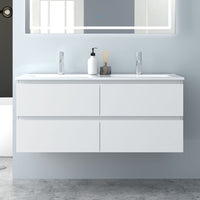 Glossy Vanity Unit, Wall Mounted, Detachable, Soft Close, Two/Four Drawer + Write Ceramic Basin