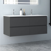 Glossy Vanity Unit, Wall Mounted, Detachable, Soft Close, Two/Four Drawer + Write Ceramic Basin