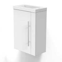 Cloakroom Bathroom Vanity Unit Wall Hung Compact Basin Door Unit 440mm
