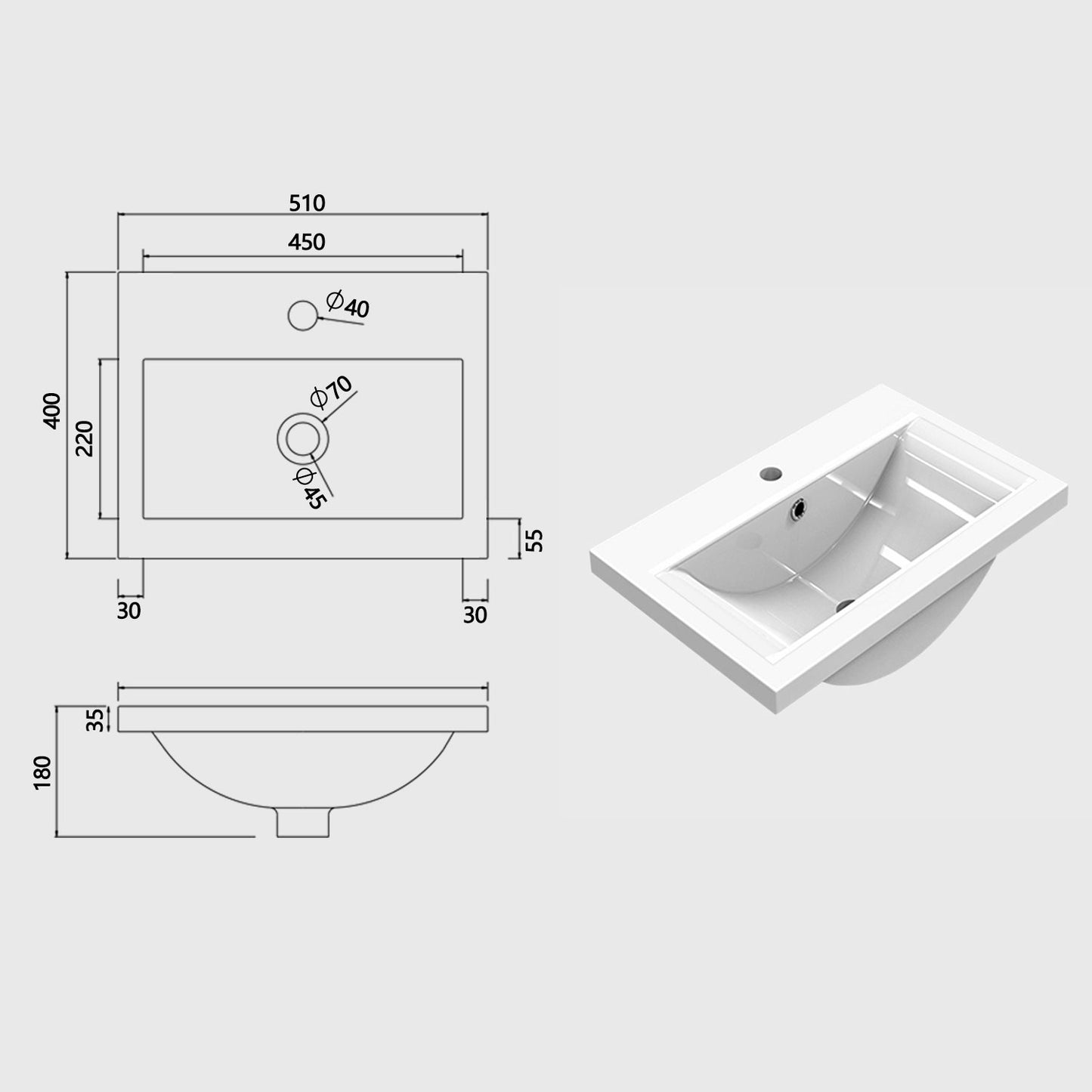 Freestanding 500/600mm Bathroom Vanity Unit with Ceramic/ Resin Basin Gloss White