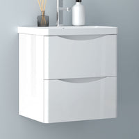 Wall Hung Bathroom Vanity Unit with Basin Sink Cabinet Gloss White