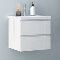 Wall Hung Bathroom Vanity Unit with Basin Sink Cabinet Gloss White