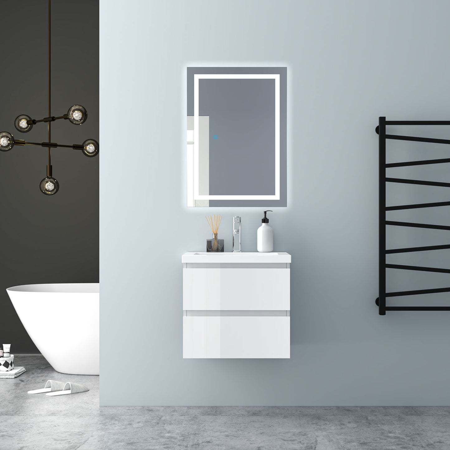 Wall Hung Bathroom Vanity Unit with Basin Sink Cabinet Gloss White