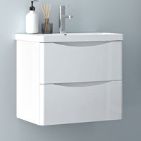 Wall Hung Bathroom Vanity Unit with Basin Sink Cabinet Gloss White