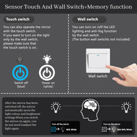 Aidal--Bathroom Mirror with Dimmable LED, Anti-fog, Round, IP44 Waterproof Dustproof, Explosion-proof, Wall mounted
