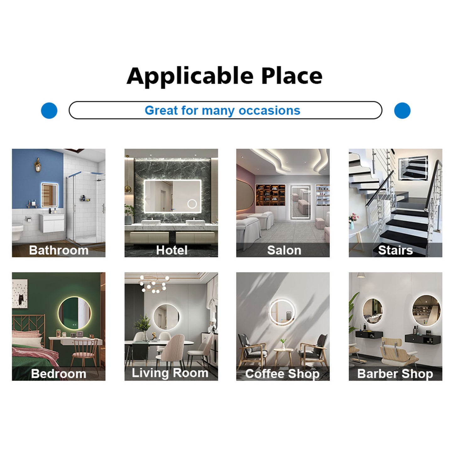 Aidal--Bathroom LED Mirror with Anti-fog, Heating pad, Dimmable illuminated, Rectangular, IP44 Waterproof, Explosion-proof