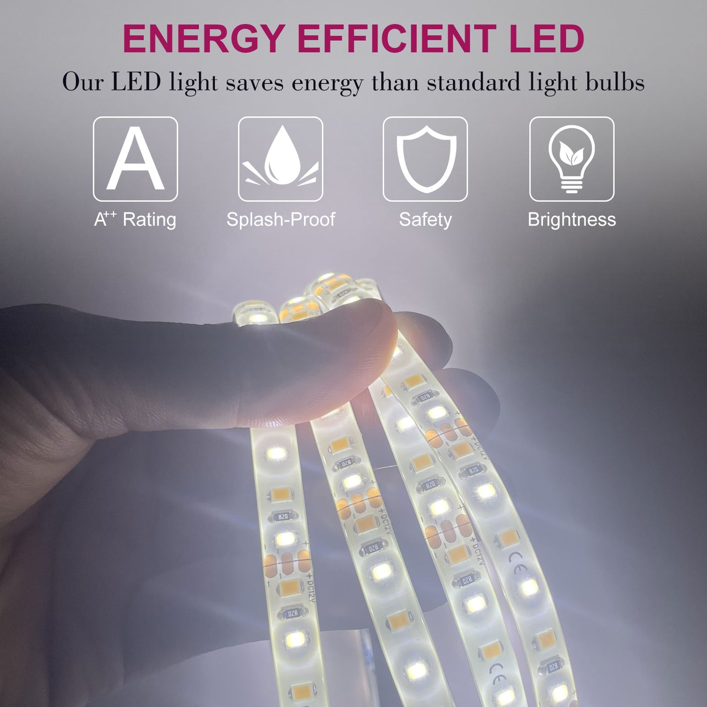 Aidal--Bathroom Mirror Belt design with 3 Colors Dimmable LED, Anti-fog, Waterproof, Explosion-proof, Wall mounted