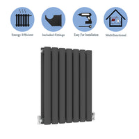 Aidal- Designer Horizontal 600x413mm Double Anthracite Oval Column Radiator