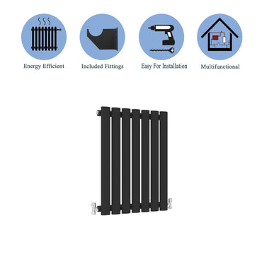 Aidal- Designer Horizontal 600x413mm Single Black Oval Column Radiator