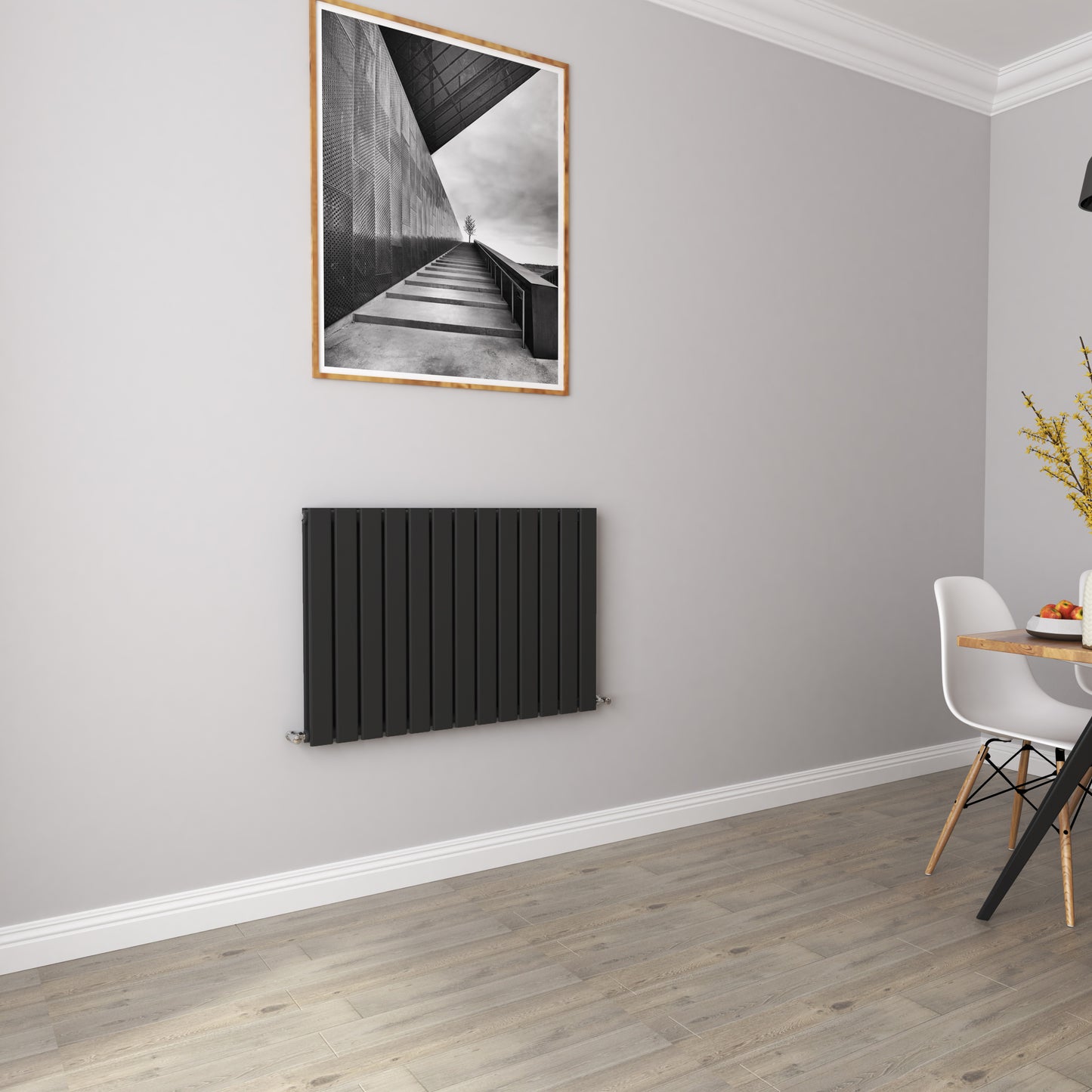 Aidal- Designer Horizontal 600x884mm Double Black Flat Panel Radiator