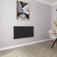 Aidal- Designer Horizontal 600x1156mm Double Black Flat Panel Radiator