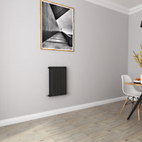 Aidal- Modern Horizontal 600x408mm Single Black Flat Panel Radiator