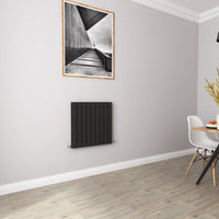 Aidal- Designer Horizontal 600x612mm Double Black Flat Panel Radiator