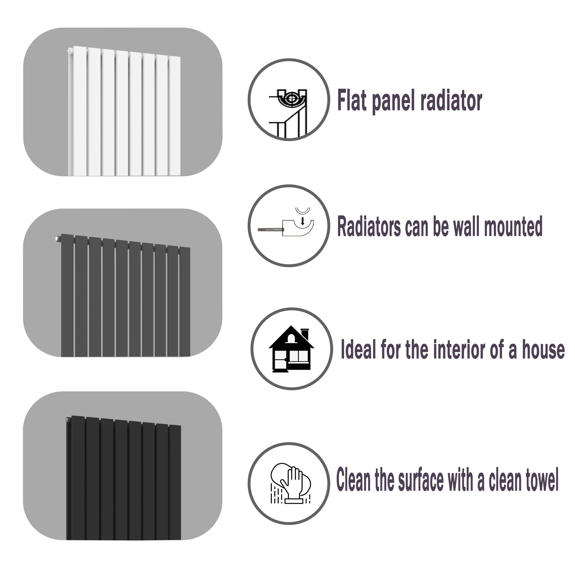 Aica Designer Flat Panel radiator function chart