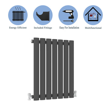 Aidal- Designer Horizontal 600x413mm Single Anthracite Oval Column Radiator