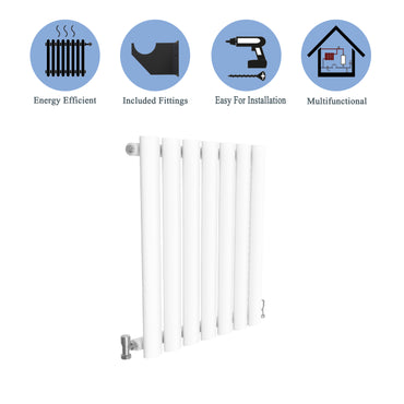 Aidal- Designer Horizontal 600x413mm Single White Oval Column Radiator