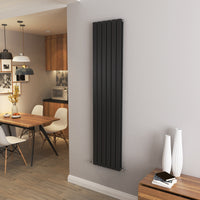 Aidal- Designer Vertical 1800x408mm Double Black Flat Panel Radiator