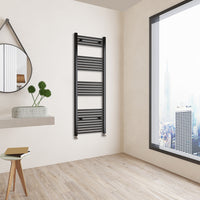 Aidal- 1600x600mm Black Heated Towel Rail Straight Designer Bathroom Ladder Radiator
