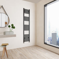 Aidal- 1800x400mm Black Heated Towel Rail Straight Designer Bathroom Ladder Radiator