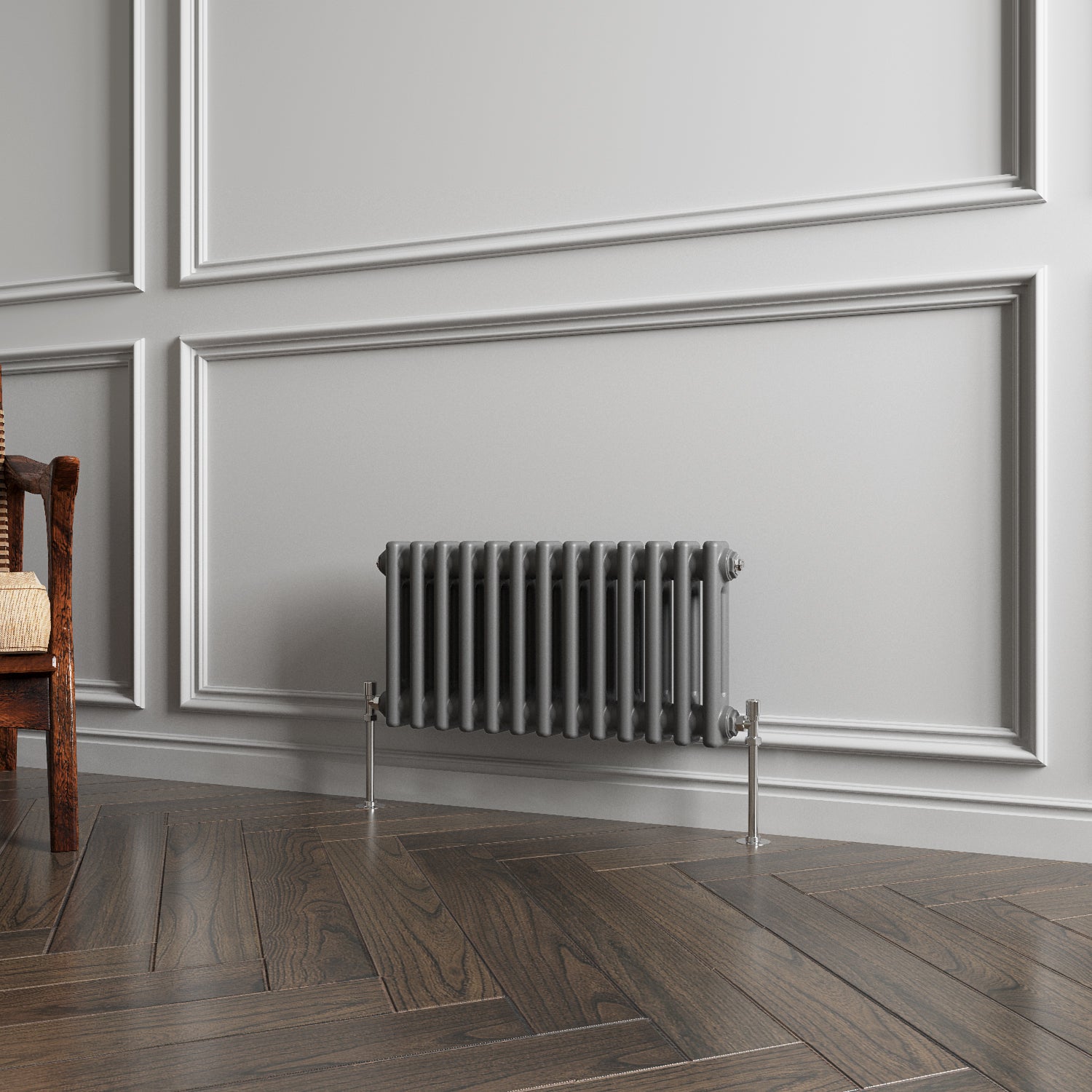 Aidal- Traditional Horizontal 300x605mm 2 Columns Anthracite Cast Iron Radiator