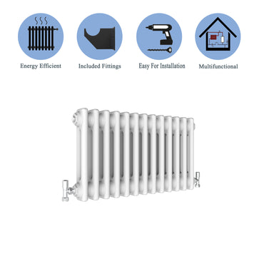 Aidal- Traditional Horizontal 300x605mm 2 Columns White Cast Iron Radiator